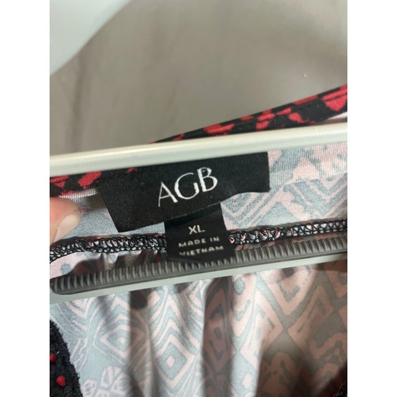 AGB Women's Red Black Geometric Print V Neck Sleeveless Tunic Top XL - Picture 4 of 4